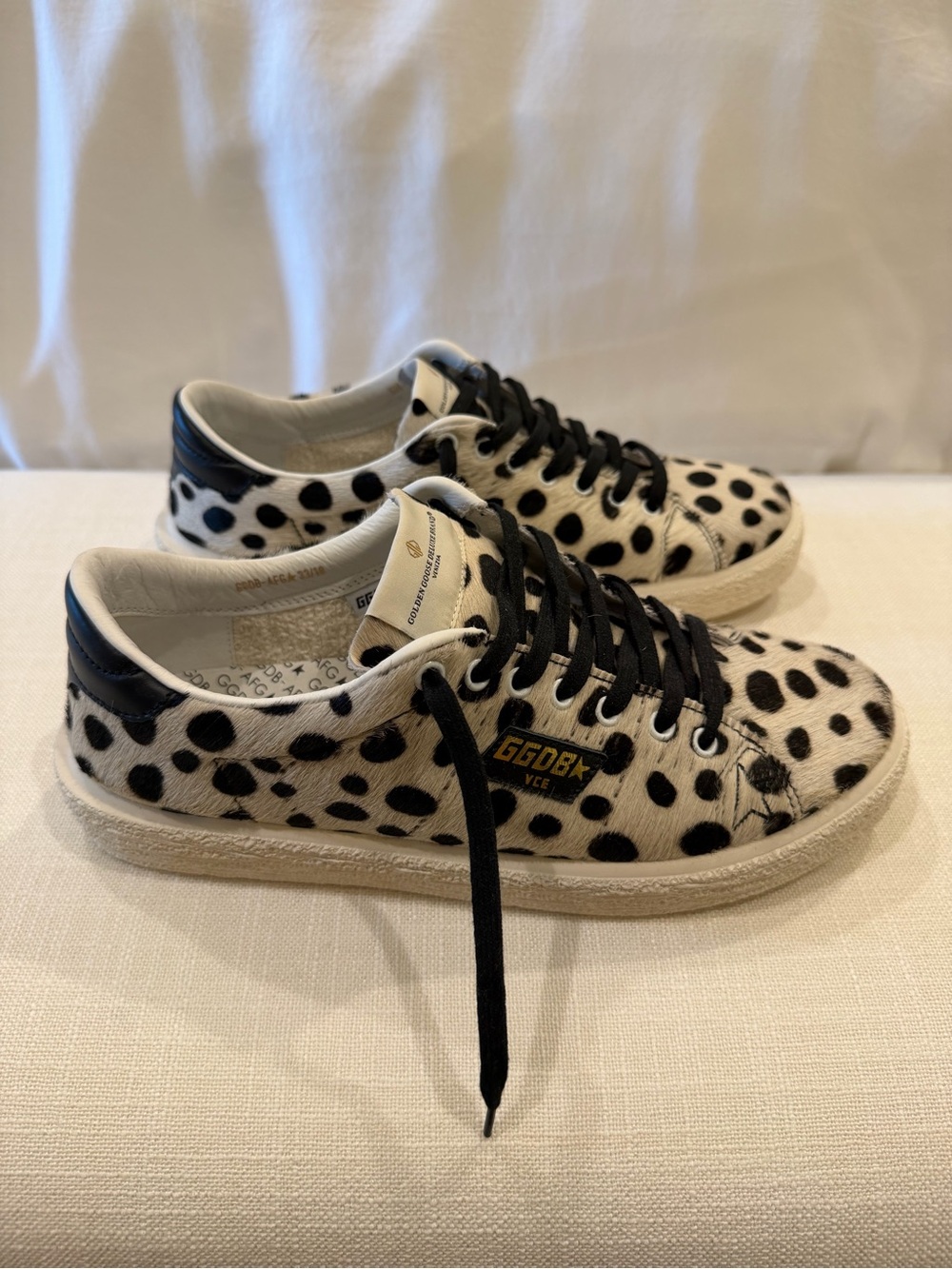 Golden Goose GGDB Dalmatian Calf Hair Tennis Sneakers EU 39 Rare NEVER WORN